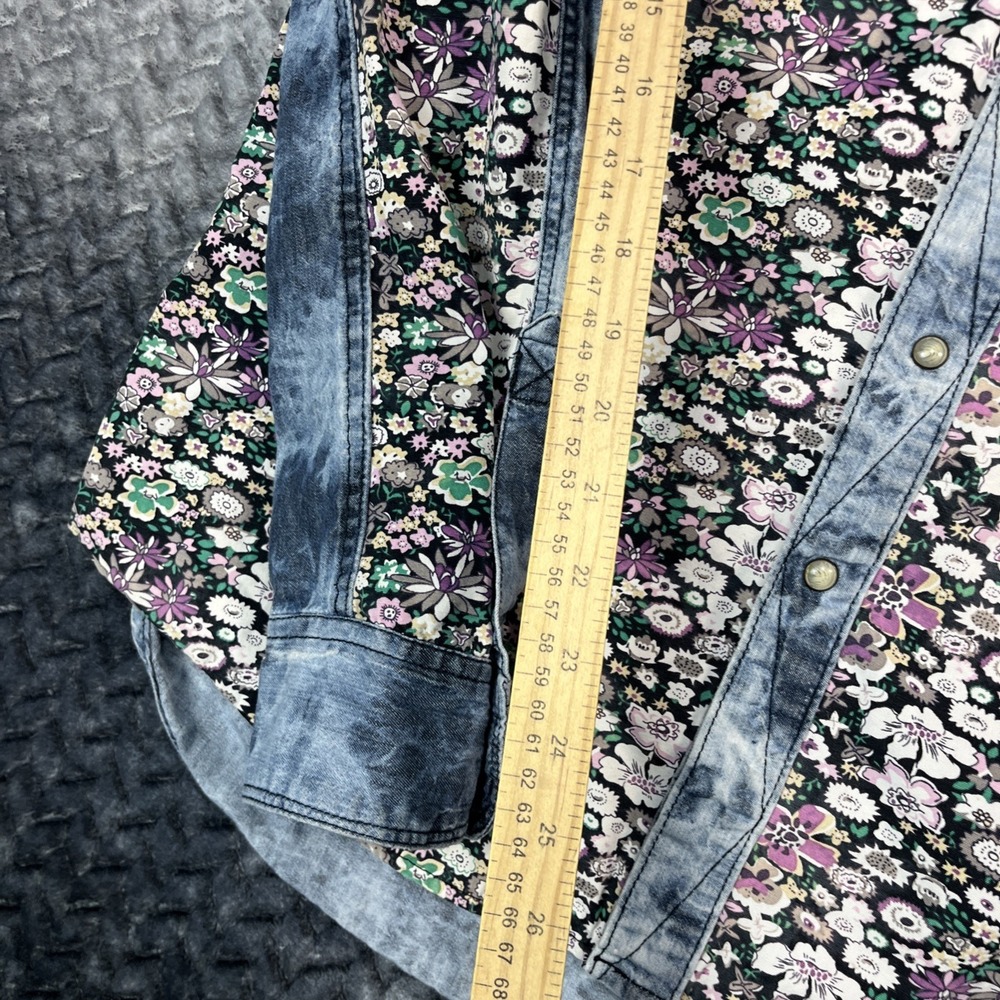 Winchester Premium Pearl Snap Shirt Men's L Western Floral Print Denim Retro L/S - Picture 10 of 12